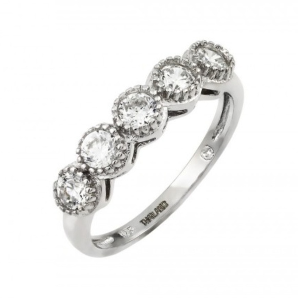 New Sterling Silver 5 stones Wedding Band size 8